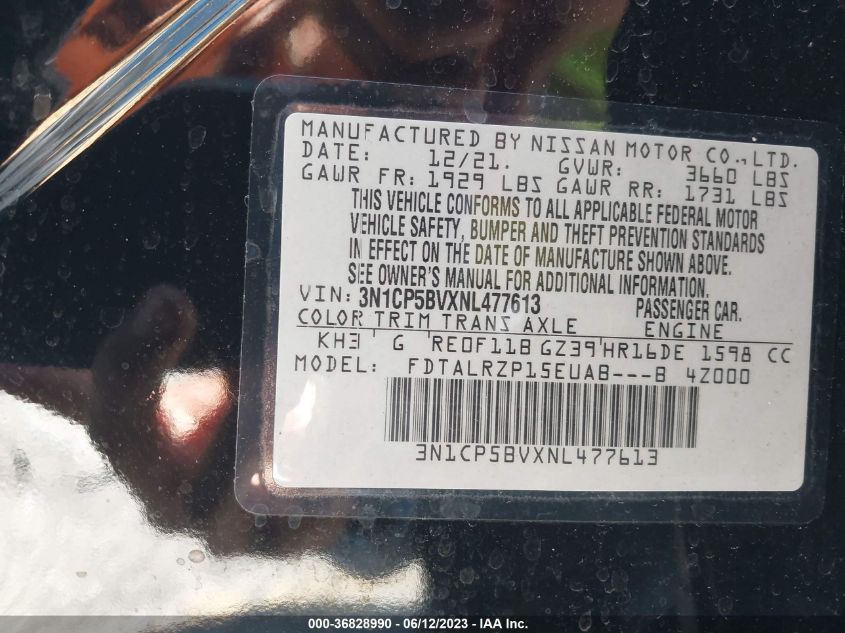 2022 NISSAN KICKS S - 3N1CP5BVXNL477613