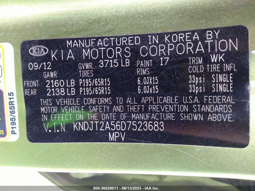 2013 KIA SOUL - KNDJT2A56D7523683