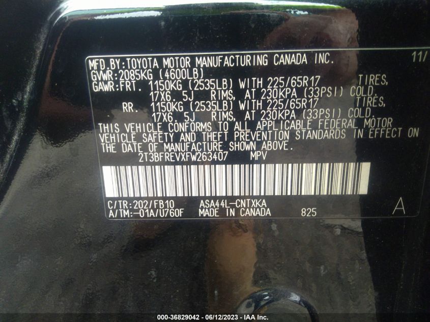 2015 TOYOTA RAV4 LE - 2T3BFREVXFW263407