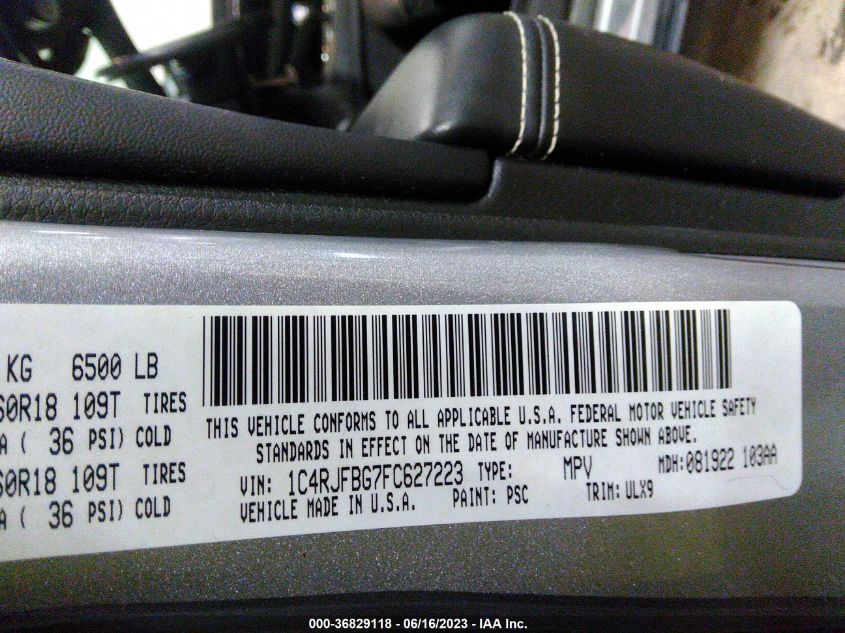 2015 JEEP GRAND CHEROKEE LIMITED - 1C4RJFBG7FC627223