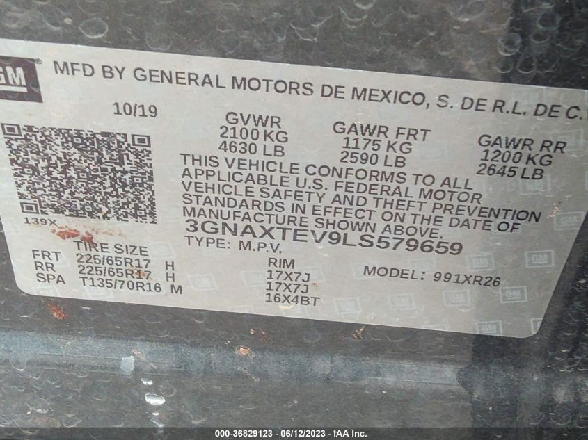 2020 CHEVROLET EQUINOX LT - 3GNAXTEV9LS579659