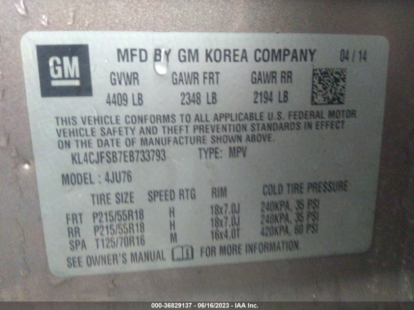 2014 BUICK ENCORE CONVENIENCE - KL4CJFSB7EB733793