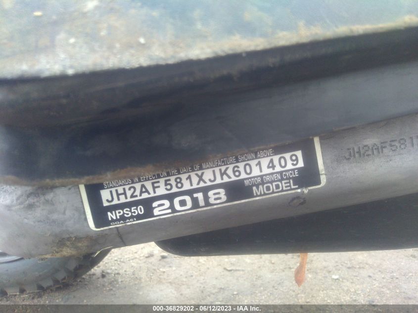 2018 HONDA NPS50 JH2AF581XJK601409