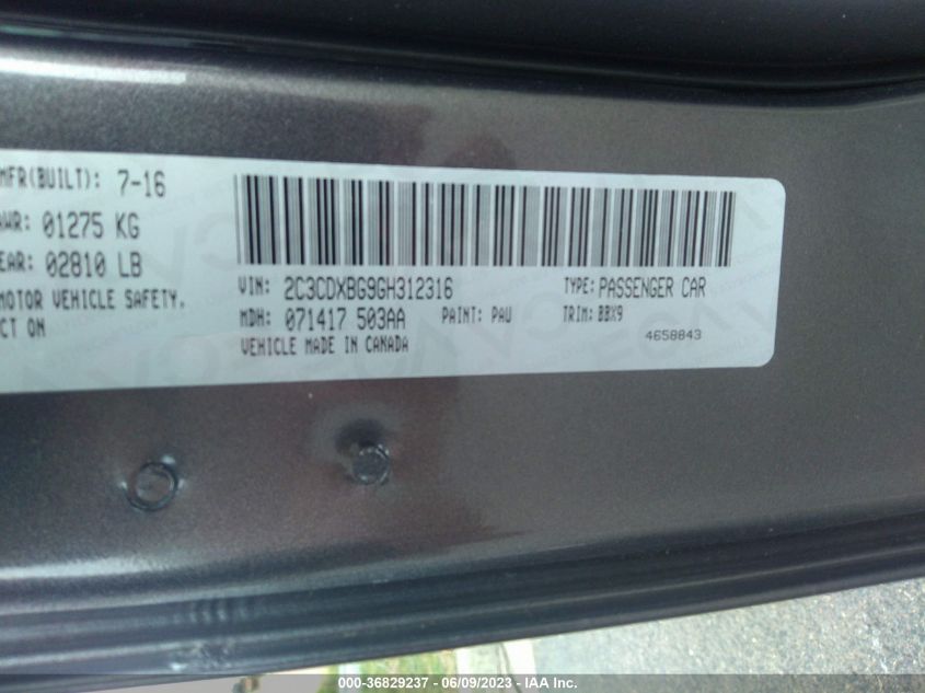 2016 DODGE CHARGER SE - 2C3CDXBG9GH312316