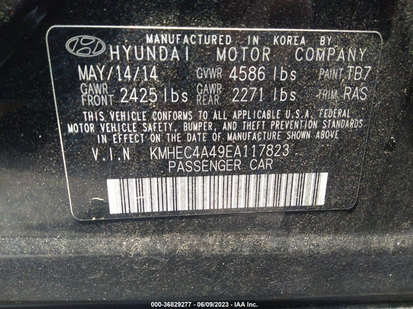 2014 HYUNDAI SONATA HYBRID - KMHEC4A49EA117823