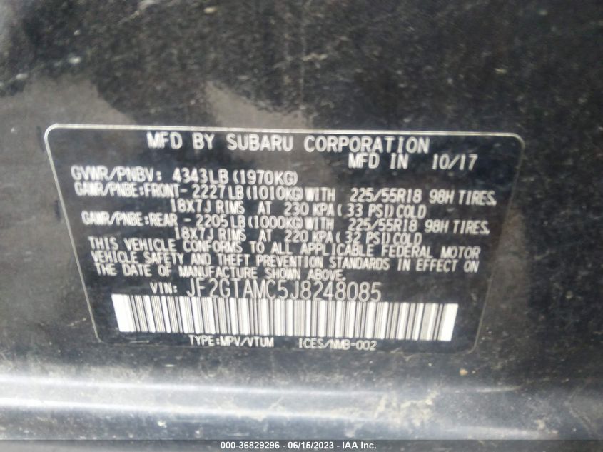 2018 SUBARU CROSSTREK LIMITED - JF2GTAMC5J8248085