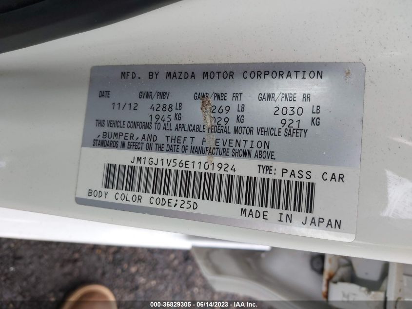2014 MAZDA MAZDA6 I TOURING - JM1GJ1V56E1101924