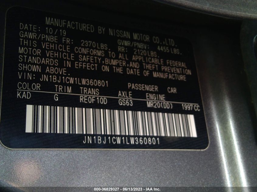 2020 NISSAN ROGUE SPORT S - JN1BJ1CW1LW360801