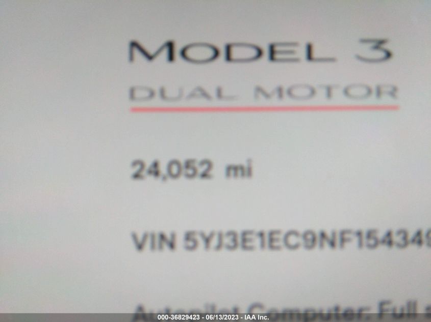 2022 TESLA MODEL 3 PERFORMANCE - 5YJ3E1EC9NF154349