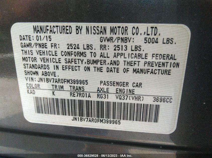 2015 INFINITI Q50 PREMIUM - JN1BV7AR0FM399965