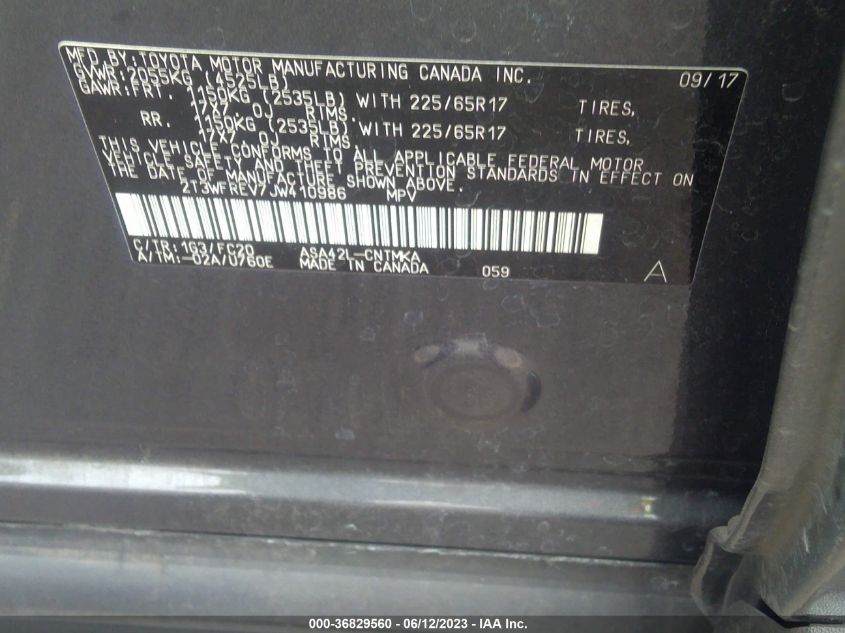 2018 TOYOTA RAV4 XLE - 2T3WFREV7JW410986