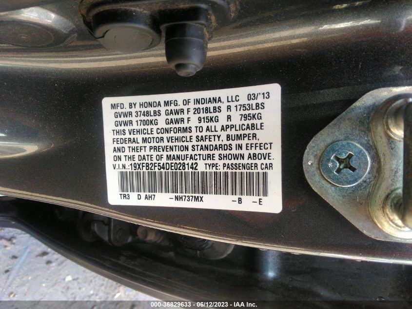 2013 HONDA CIVIC SDN LX - 19XFB2F54DE028142