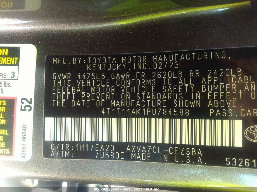 2023 TOYOTA CAMRY SE - 4T1T11AK1PU784588