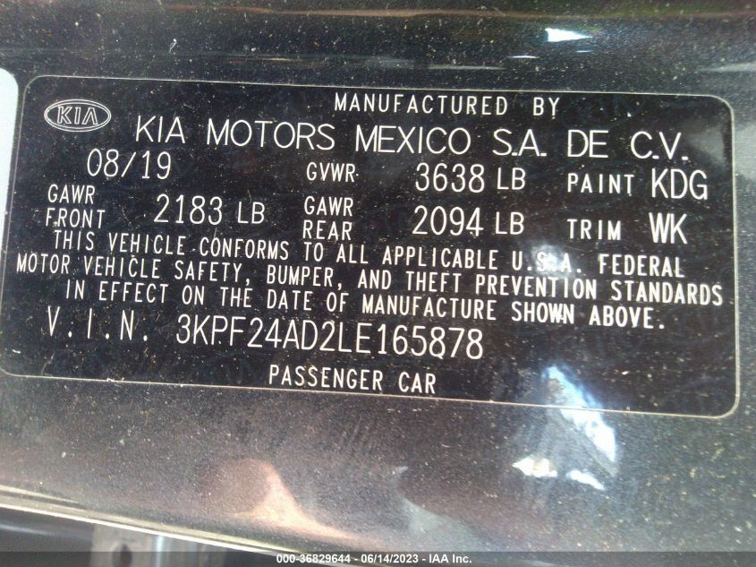 2020 KIA FORTE FE - 3KPF24AD2LE165878