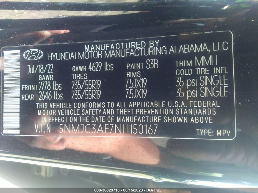 2022 HYUNDAI TUCSON SEL - 5NMJC3AE7NH150167