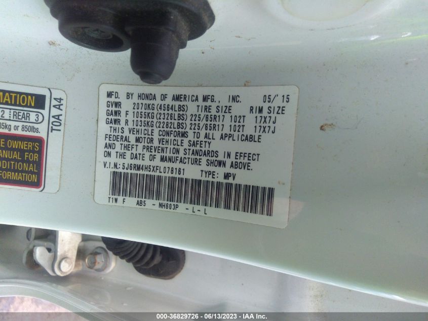 2015 HONDA CR-V EX - 5J6RM4H5XFL078161