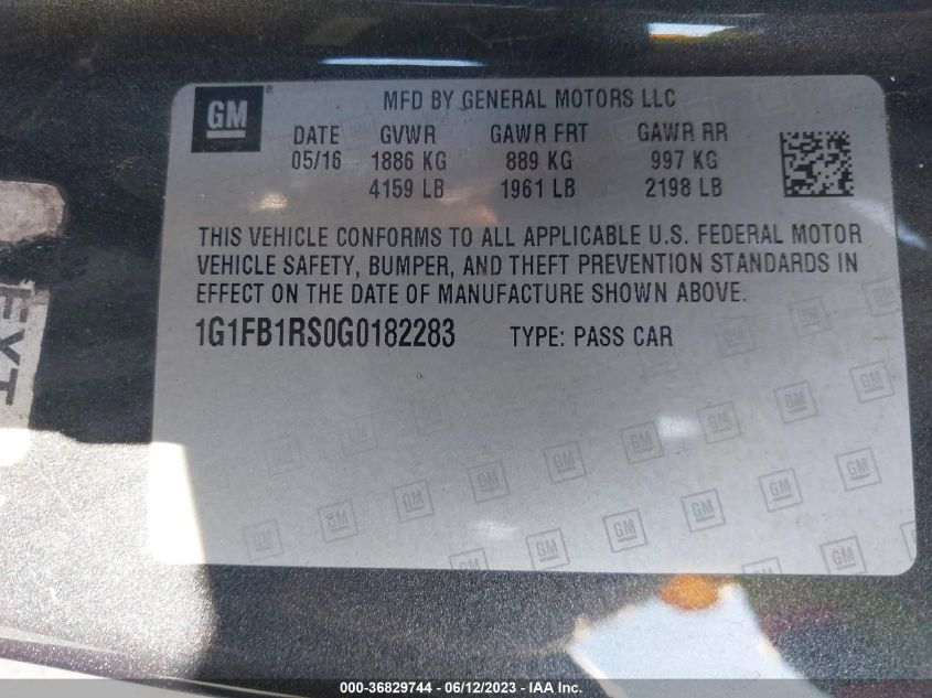 2016 CHEVROLET CAMARO 1LT - 1G1FB1RS0G0182283