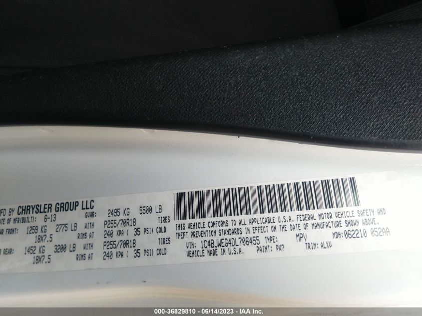 2013 JEEP WRANGLER UNLIMITED SAHARA - 1C4BJWEG4DL706455