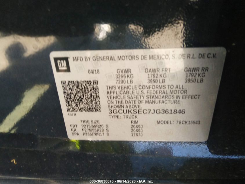 2018 CHEVROLET SILVERADO 1500 LTZ - 3GCUKSEC7JG361846