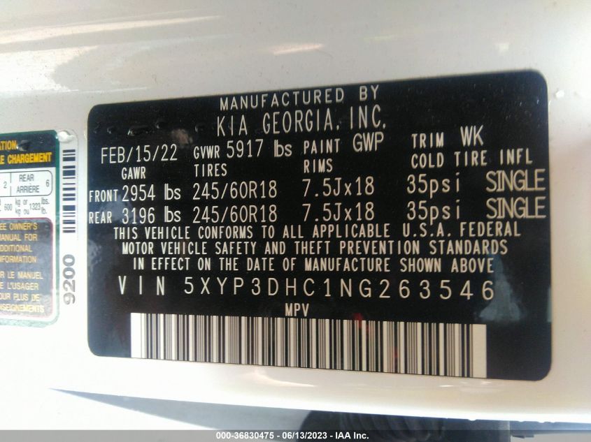 2022 KIA TELLURIDE EX - 5XYP3DHC1NG263546