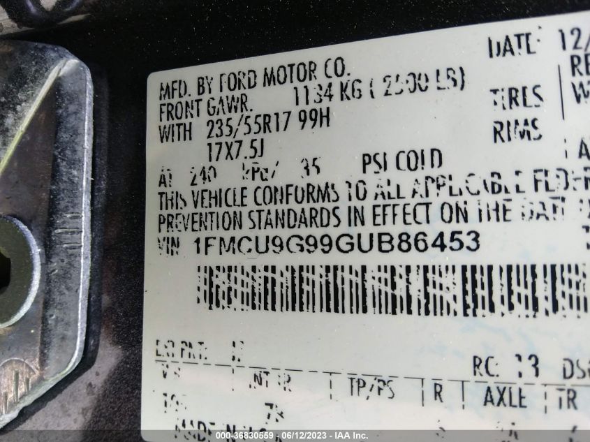 2016 FORD ESCAPE SE - 1FMCU9G99GUB86453