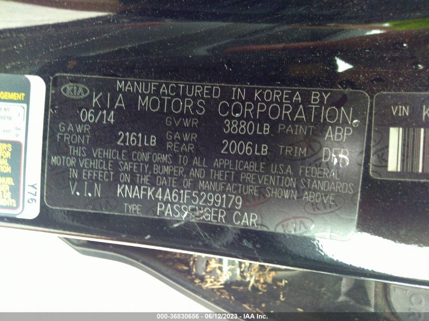 2015 KIA FORTE LX - KNAFK4A61F5299179