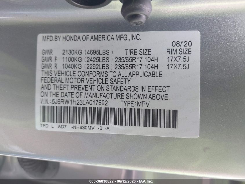 2020 HONDA CR-V LX - 5J6RW1H23LA017692