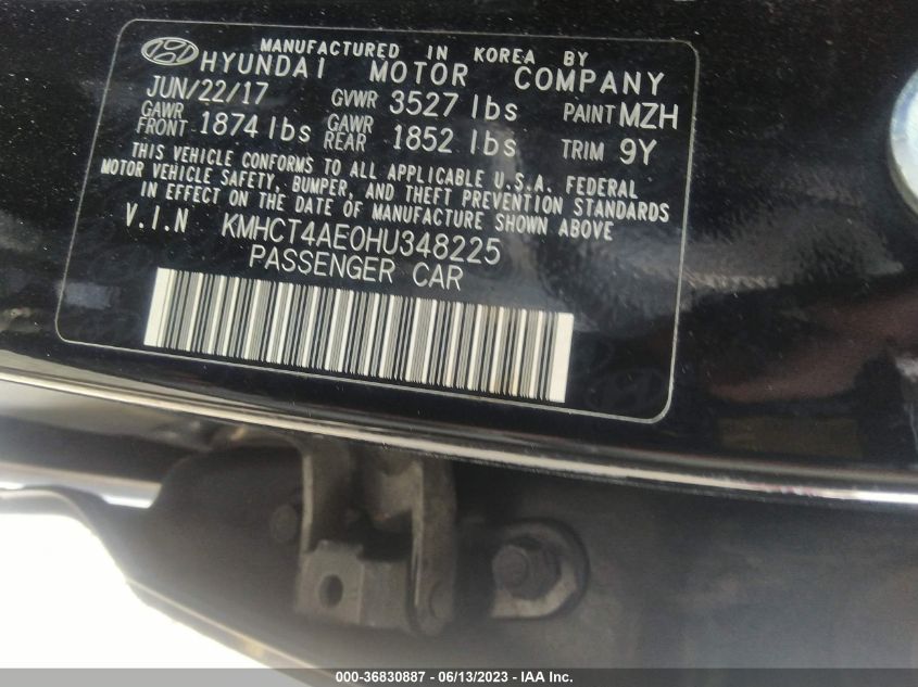 2017 HYUNDAI ACCENT VALUE EDITION - KMHCT4AE0HU348225