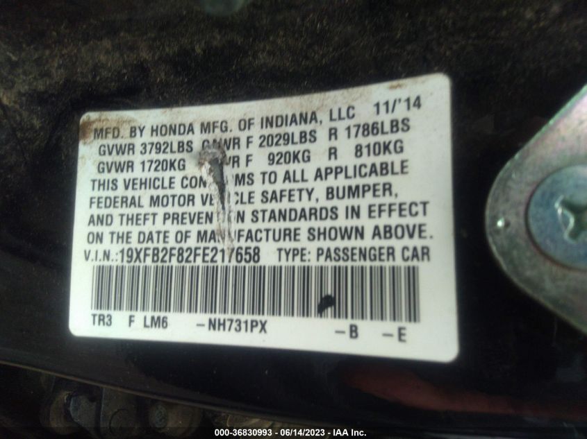 2015 HONDA CIVIC SEDAN EX - 19XFB2F82FE217658