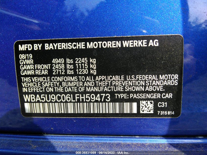 2020 BMW 3 SERIES M340I XDRIVE - WBA5U9C06LFH59473