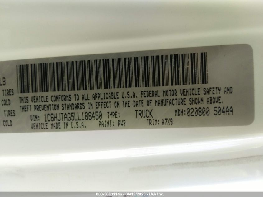 2020 JEEP GLADIATOR SPORT S - 1C6HJTAG5LL186450