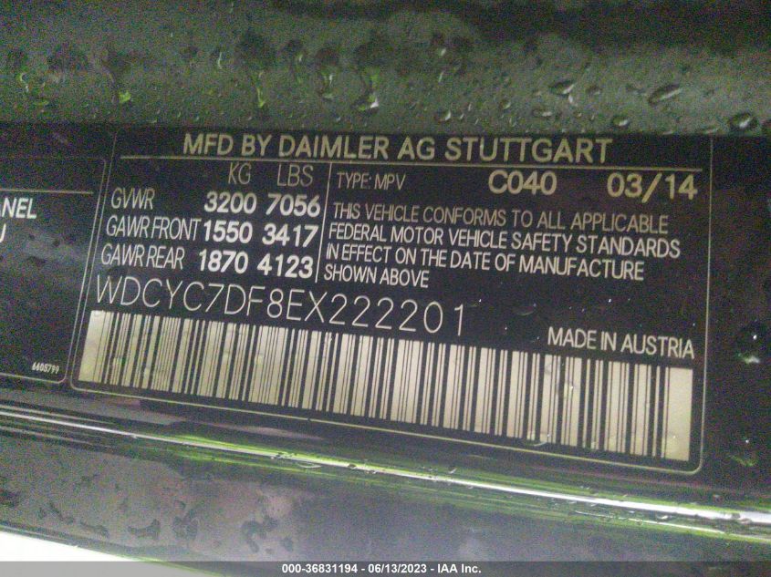 2014 MERCEDES-BENZ G 63 AMG 4MATIC WDCYC7DF8EX222201