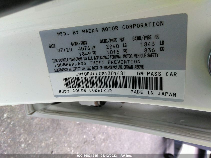 2021 MAZDA MAZDA3 HATCHBACK PREFERRED JM1BPALL0M1301481