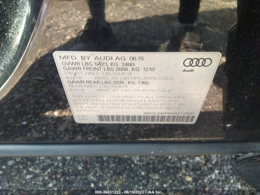 2016 AUDI Q5 PREMIUM PLUS - WA1L2AFP6GA012590