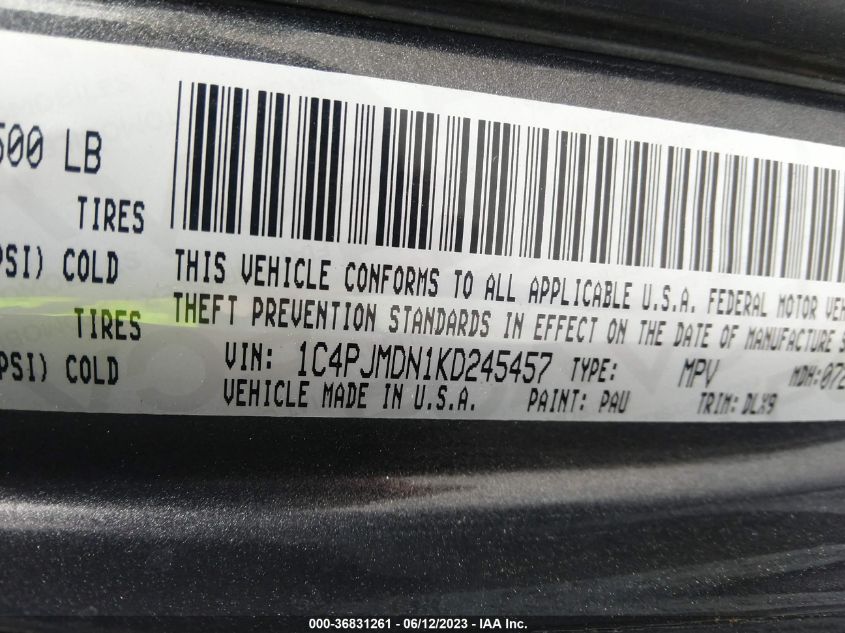 2019 JEEP CHEROKEE LIMITED - 1C4PJMDN1KD245457