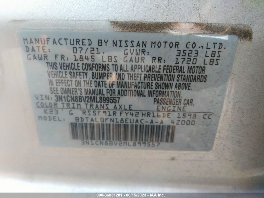 2021 NISSAN VERSA S - 3N1CN8BV2ML899557