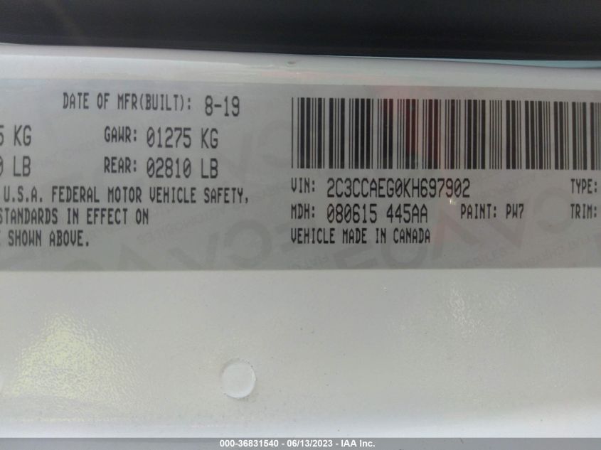2019 CHRYSLER 300 LIMITED - 2C3CCAEG0KH697902