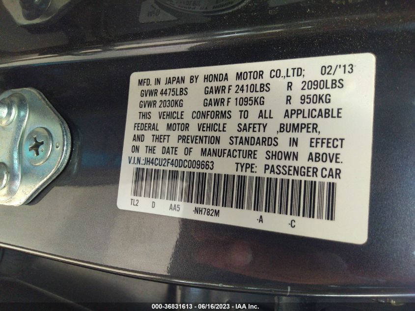 2013 ACURA TSX - JH4CU2F40DC009663