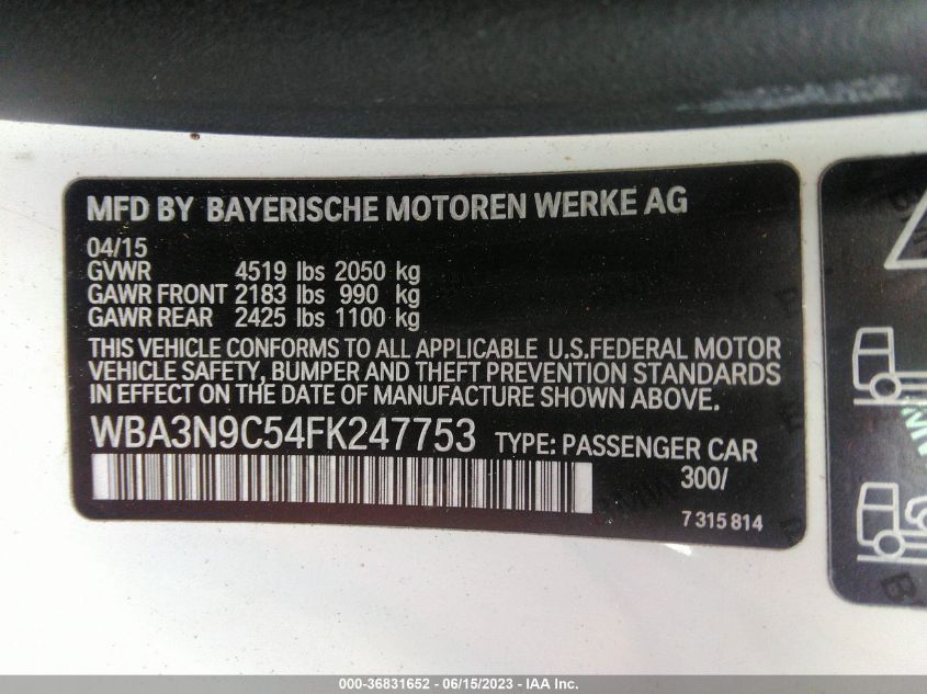 2015 BMW 4 SERIES 428I XDRIVE - WBA3N9C54FK247753