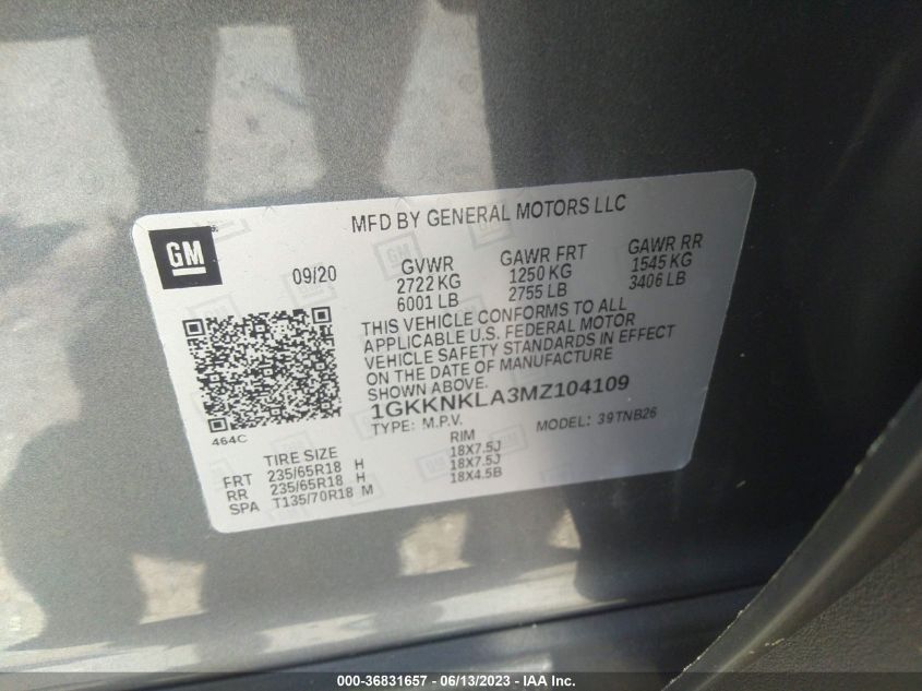 2021 GMC ACADIA SLE - 1GKKNKLA3MZ104109
