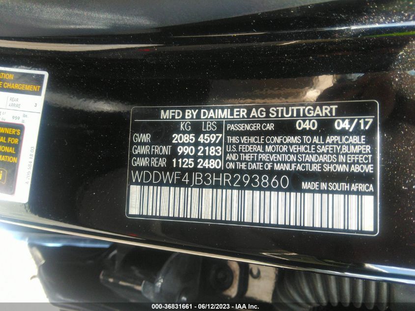 2017 MERCEDES-BENZ C-CLASS C 300 - WDDWF4JB3HR293860