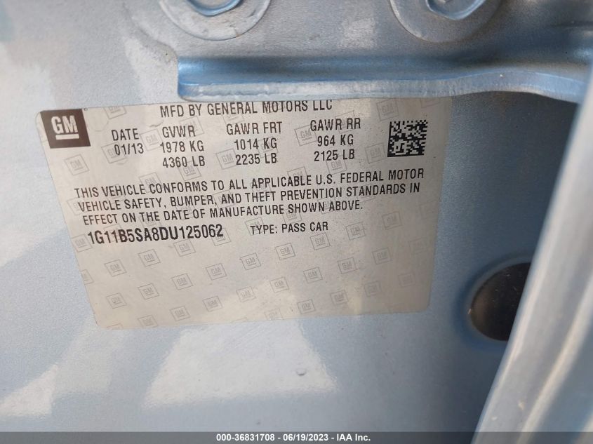 2013 CHEVROLET MALIBU LS - 1G11B5SA8DU125062
