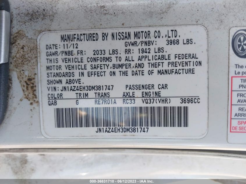 2013 NISSAN 370Z - JN1AZ4EH3DM381747