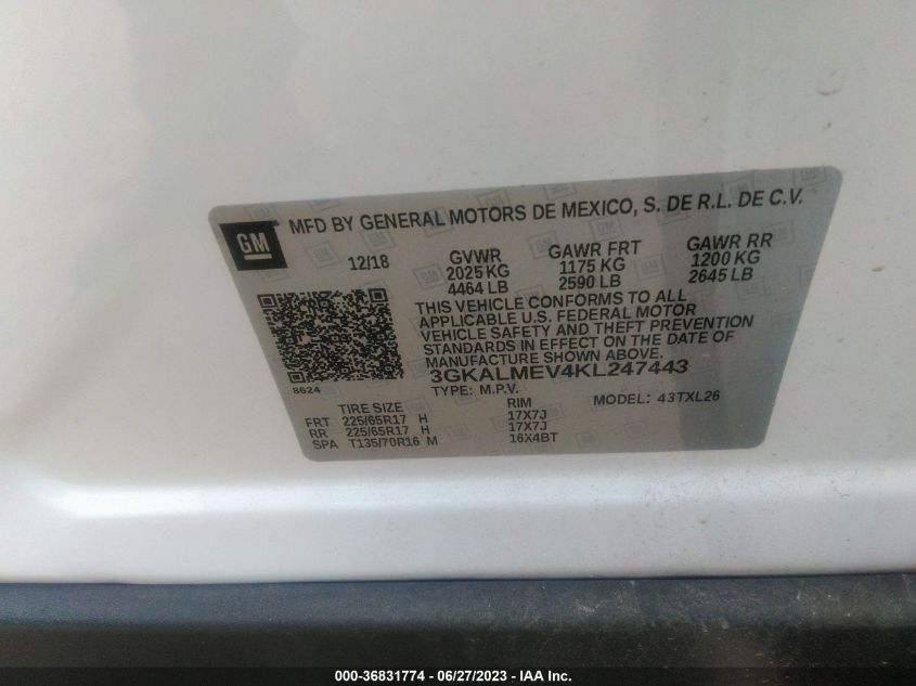 2019 GMC TERRAIN SLE - 3GKALMEV4KL247443