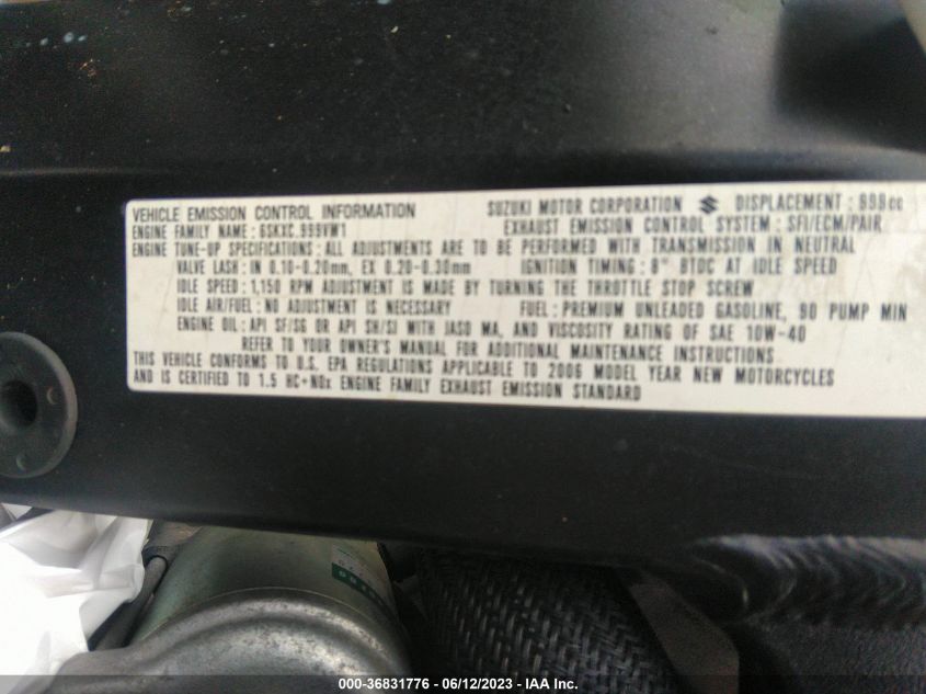 2006 SUZUKI GSX-R1000 - JS1GT76AX62114223