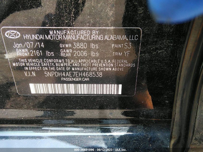 2014 HYUNDAI ELANTRA SE - 5NPDH4AE7EH468538