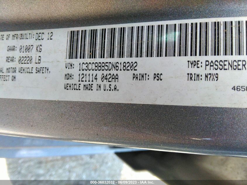 2013 CHRYSLER 200 TOURING - 1C3CCBBB5DN618202