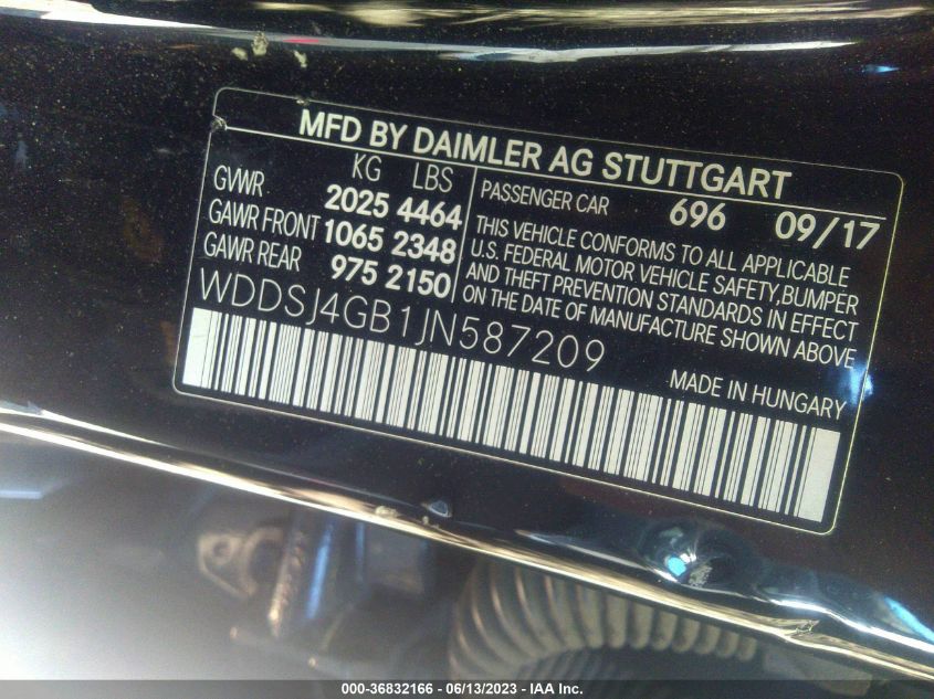 2018 MERCEDES-BENZ CLA CLA 250 - WDDSJ4GB1JN587209