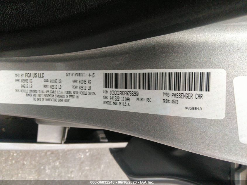 2015 CHRYSLER 200 LIMITED - 1C3CCCAB3FN703260