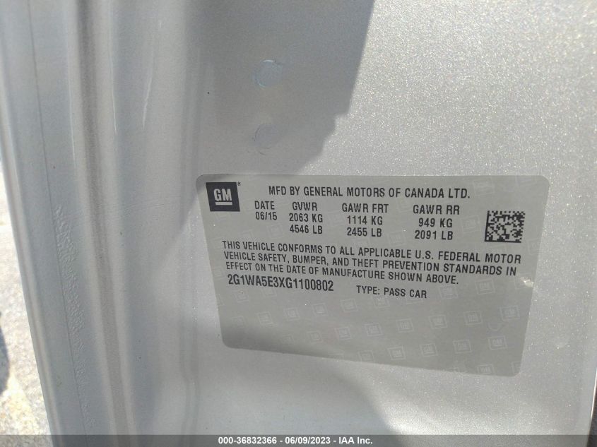 2016 CHEVROLET IMPALA LIMITED LS - 2G1WA5E3XG1100802